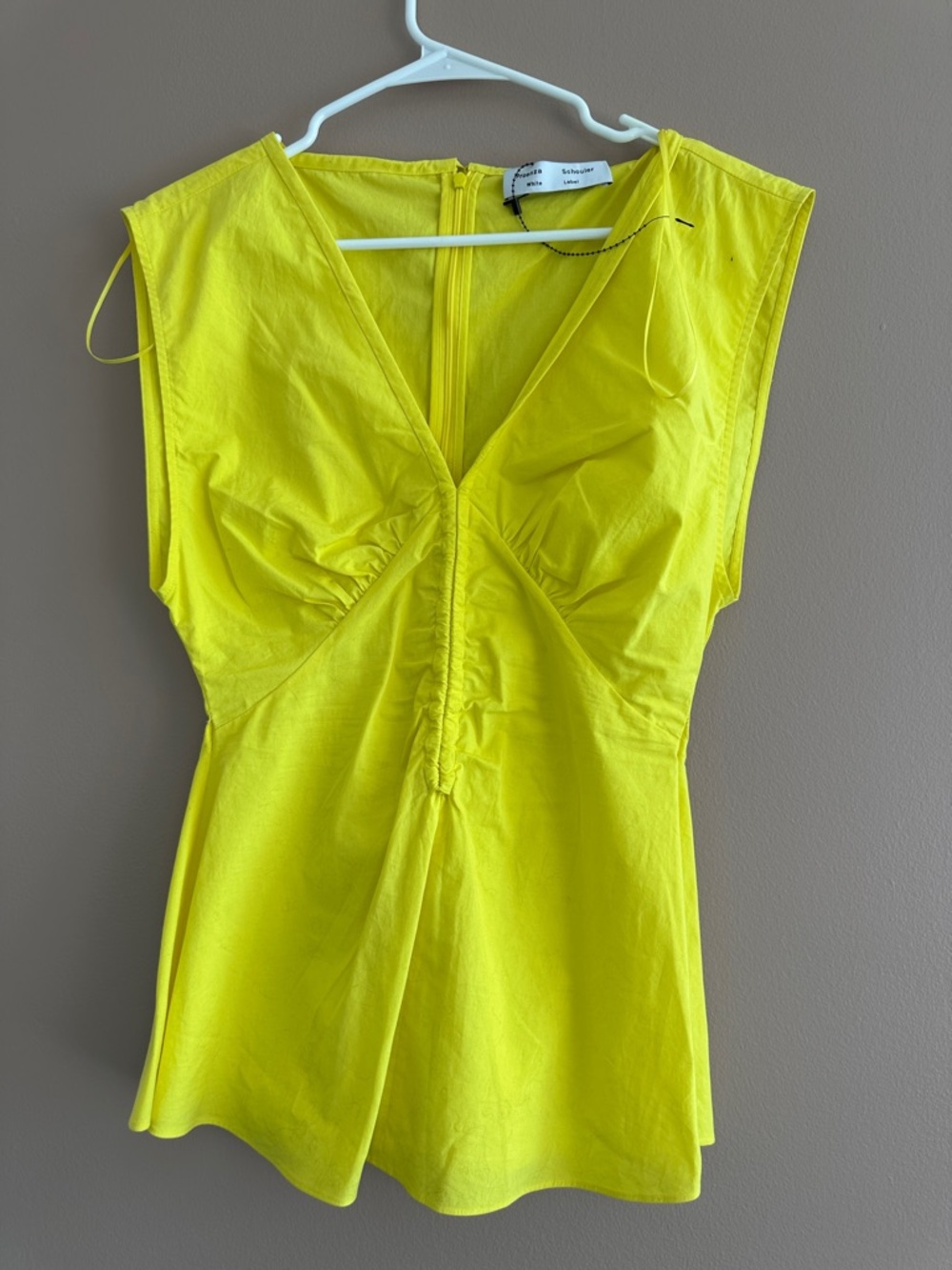 Proenza Schouler Neon Yellow V-Neck Gathered Waist Camisole